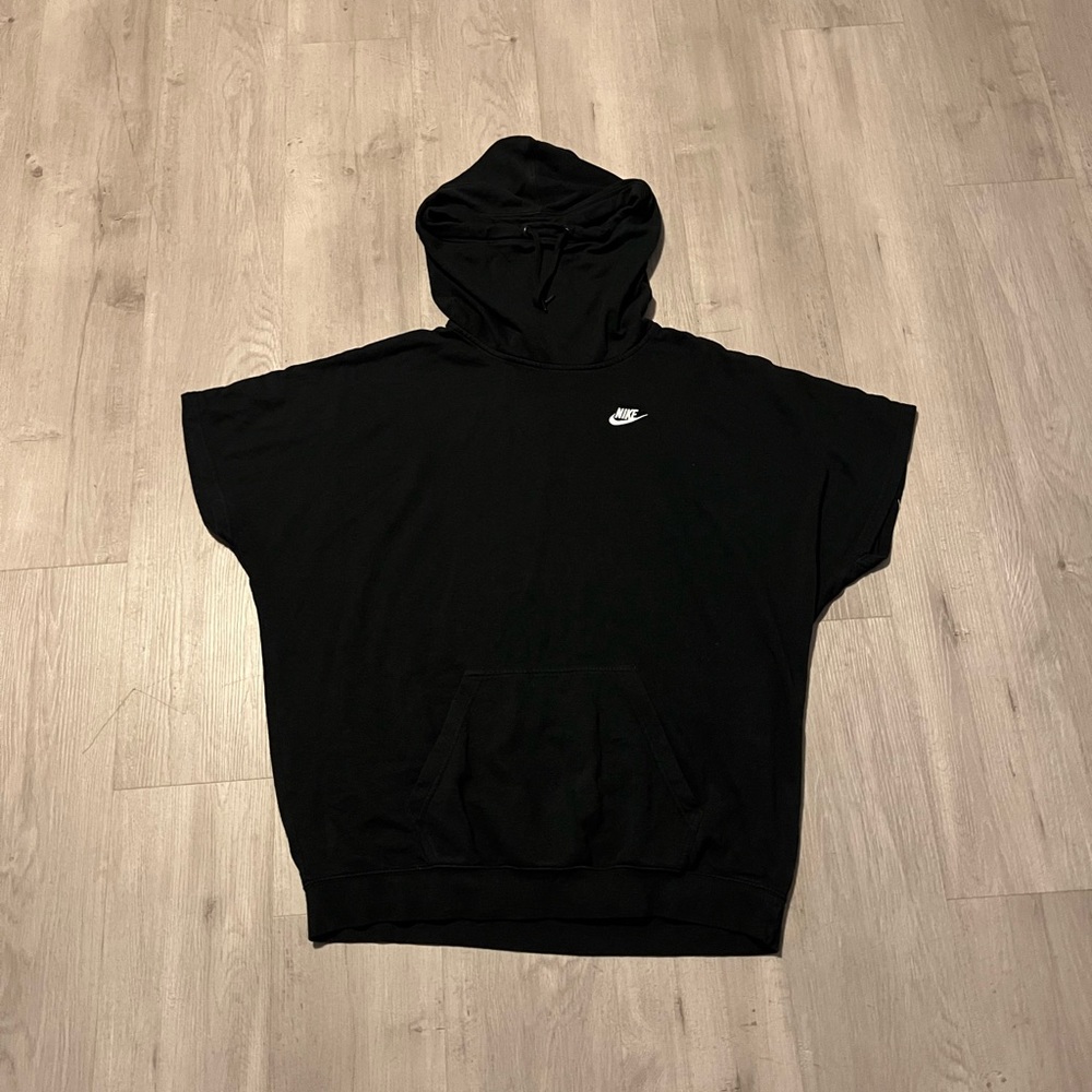 Nike Black Pullover Fleece Funnel Short Sleeve Hoodie 803985-010 Women's Size XL